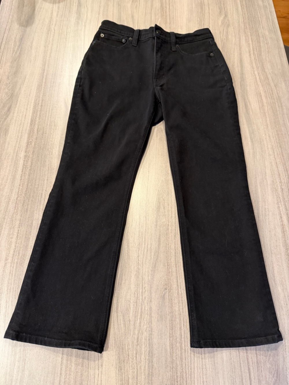 J Crew Factory Mid-rise Flare Cropped Black Jean, Size 27